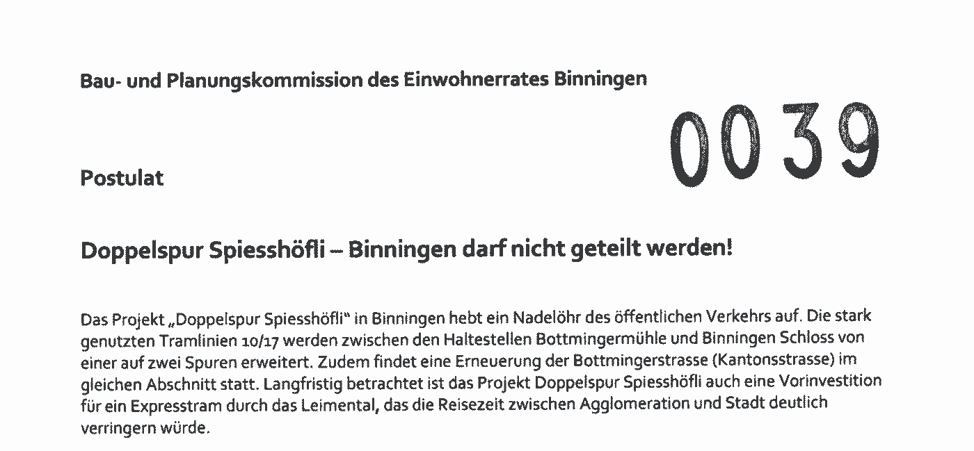 Postulat der Bau- und Planungskommission