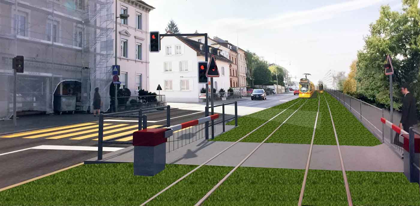 Gleiskörper mit Rasen